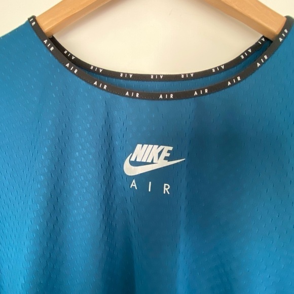 NIKE Air Blue Cropped Top Athletic Sporty Stretch Womens Large 90s Y2K Style - Picture 3 of 4